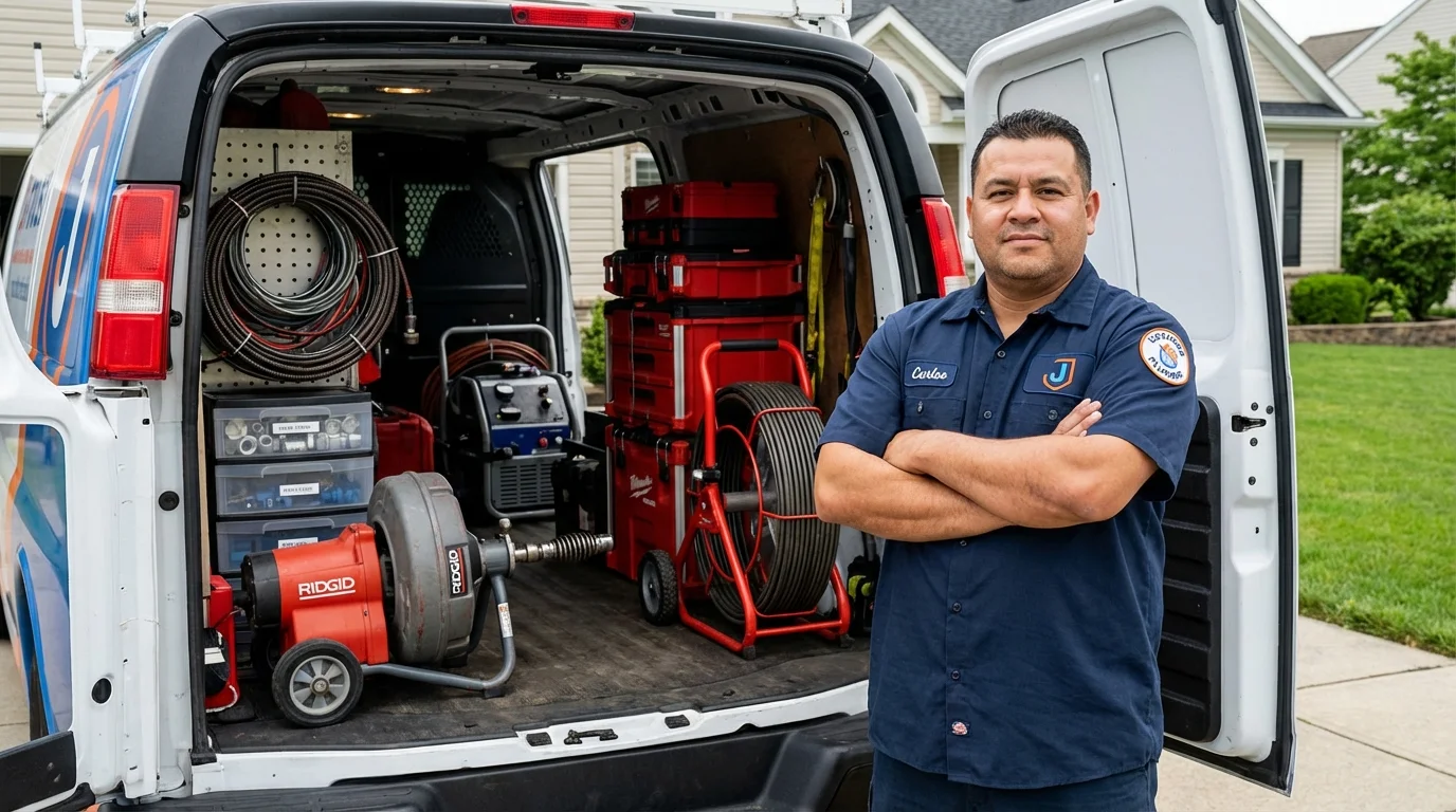 Professional drain cleaning equipment and Johns Plumbing LLC plumber in New London