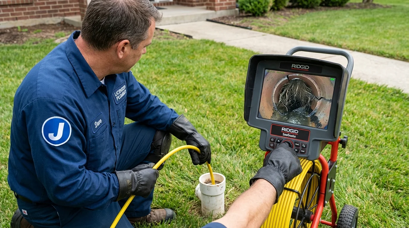 Sewer camera inspection being performed by Johns Plumbing LLC in New London